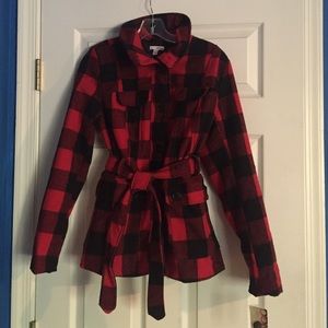 Faux wool plaid jacket
